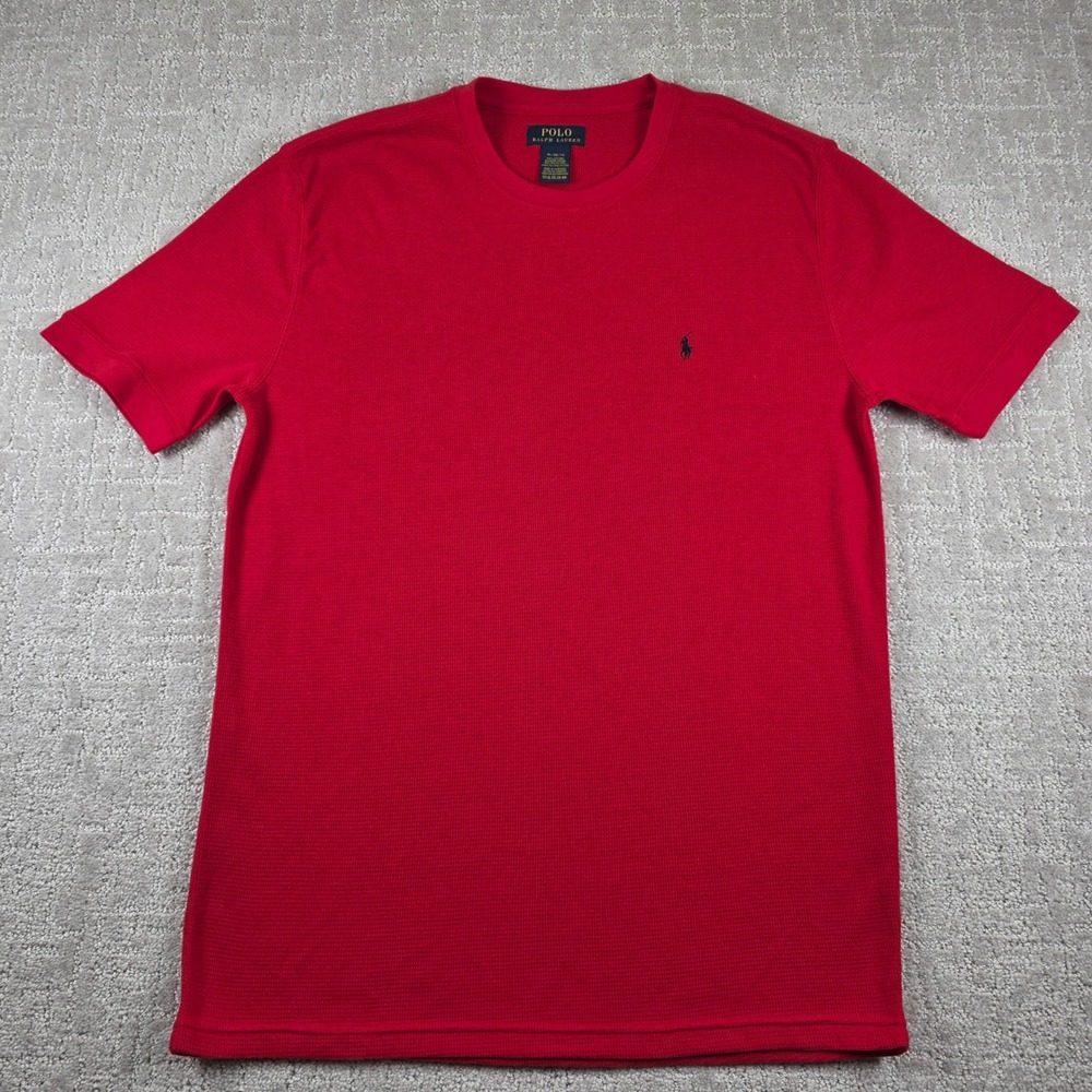 Polo Ralph Lauren Mens Red Waffle Knit Thermal T-Shirt XL Short Sleeve Pony Logo